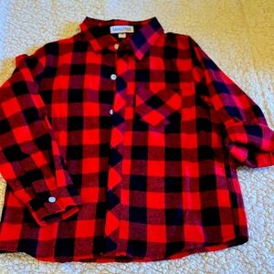 Plaid Red flannel Button down Shirt Age 8-10